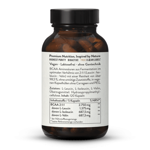 BCAA 2:1:1 Kapseln Aus Fermentation, Vegan