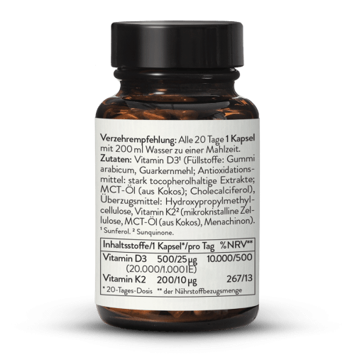 Vitamin D3 + K2 MK-7 20,000 IU + 200g Capsules