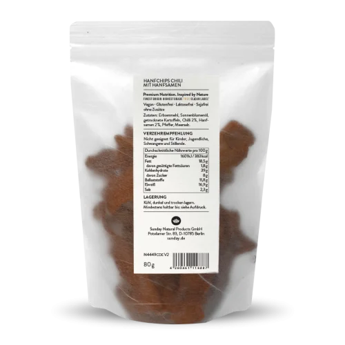 Chips de chanvre au piment avec graines de chanvre