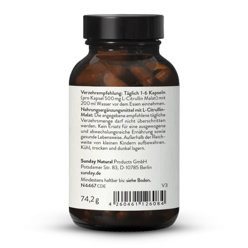 Malate de L-citrulline, 500 glules, issues de la fermentation, vegan