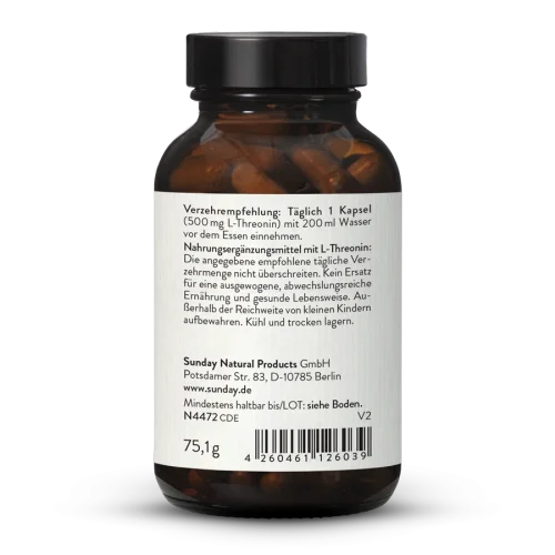 Vegan L-Threonine 500mg Capsules Produced by Fermentation