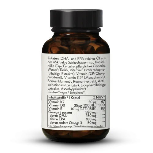 Omga-3 avec Vitamines D3 + K2 + E vegan