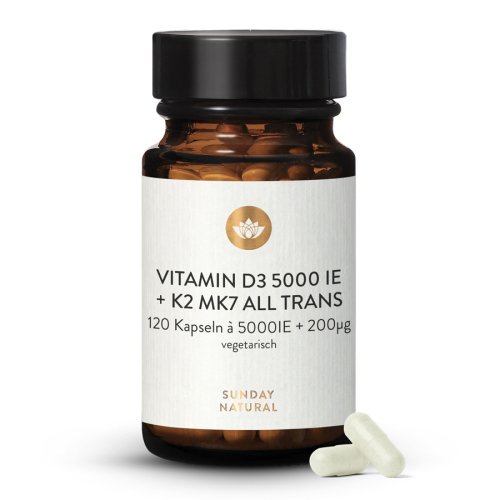 Vitamin D3 + K2 MK-7 5000 IU + 200g Capsules