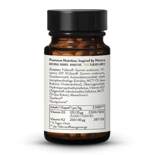 Vitamin D3 + K2 MK7 5.000IE + 200g Kapseln