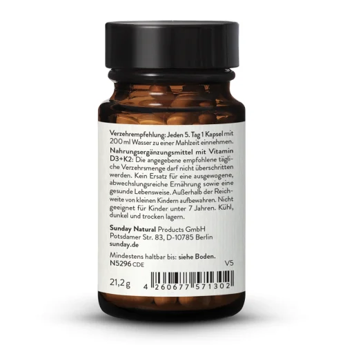 Vitamin D3 + K2 MK7 5.000IE + 200g Kapseln