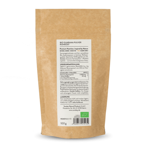 Bio Guarana Pulver Rohkost 3 % Koffein