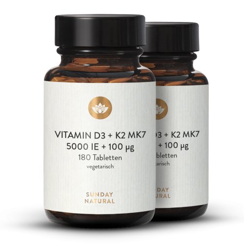 Vitamines D3 + K2 MK7 hautement dosées (5 000 UI + 100 µg)