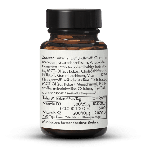 Vitamin D3 + K2 MK7 20.000IE + 200g Tabletten