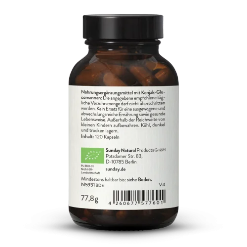 Organic Konjac Glucomannan 500mg Capsules