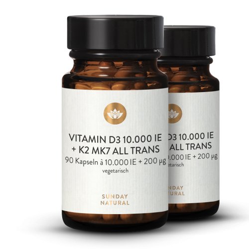 Vitamin D3 10,000 IU + K2 MK-7 All-Trans 200µg 90 Capsules