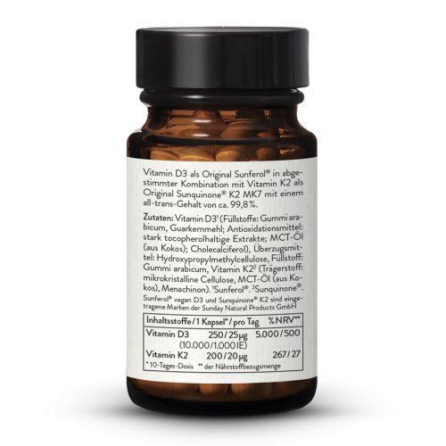 Vitamin D3 + K2 MK7 10.000IE + 200g Kapseln