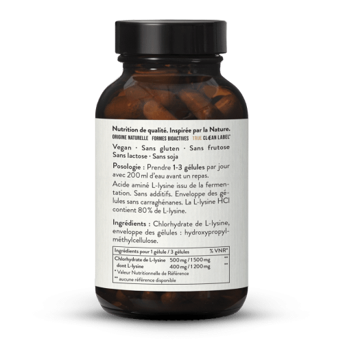 L-Lysine 500 en glules, issue de la fermentation, vegan