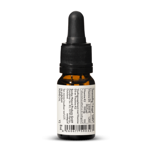 Vitamine D3 + K2 MK7 62,5 g / 2500 IE + 100 g Druppels, Vegan
