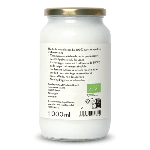 Huile de coco bio extra vierge