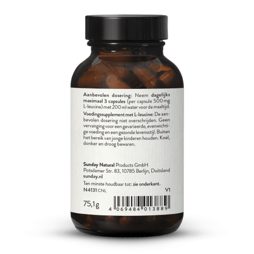 L-Leucine 500 Capsules uit Fermentatie, Vegan