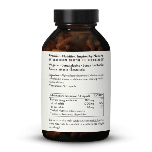 Calcio naturale 250 mg ad alto dosaggio in capule
