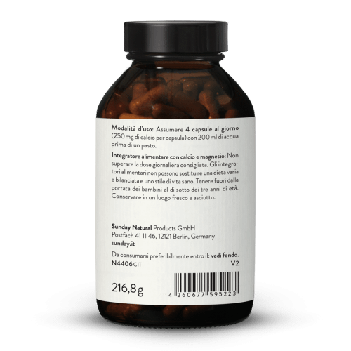 Calcio naturale 250 mg ad alto dosaggio in capule