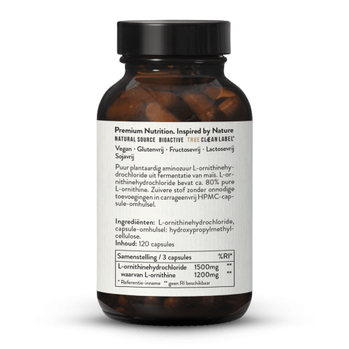 L-Ornithine 500 Capsules uit Fermentatie, Vegan