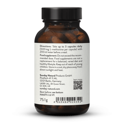 L-metionin 500 kapslar frn fermentering, vegansk