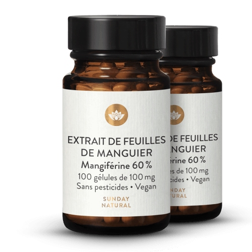 Extrait de mangue, 60 % de mangifrine, sans cafine
