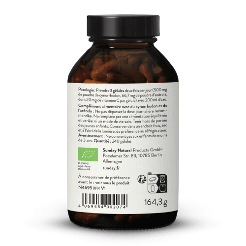 Cynorrhodon bio + vitamine C issue d'acrola bio