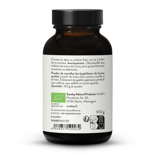 Poudre de myrtilles sauvages bio