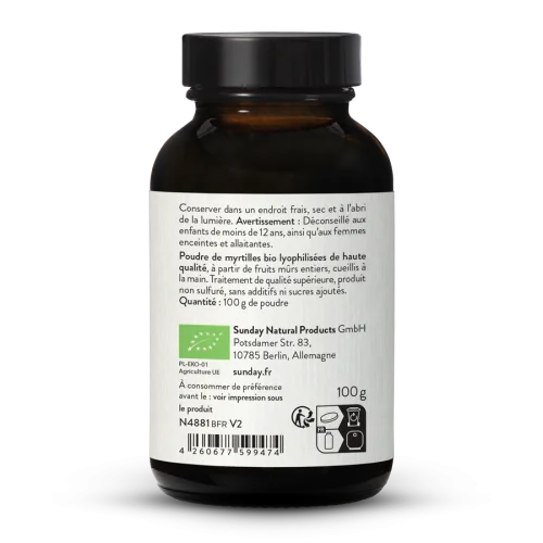 Poudre de myrtilles sauvages bio