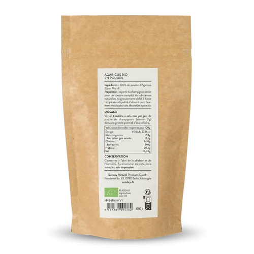 Poudre d'Agaricus Blazei Murrill bio