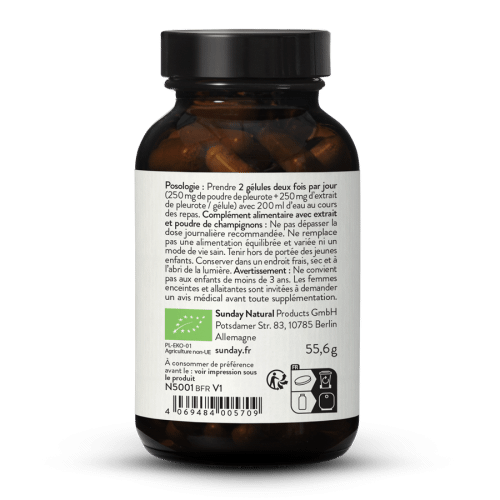 Extrait + poudre de pleurote bio en glules