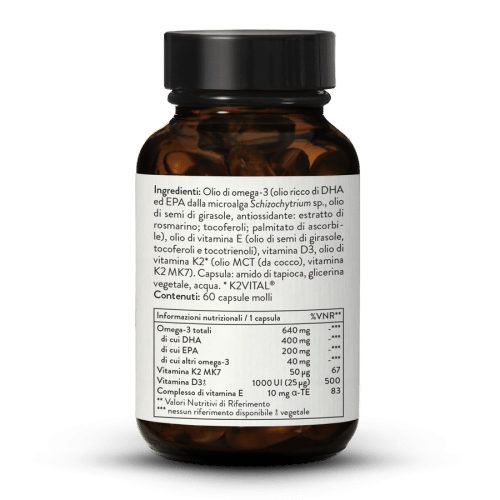 Omega-3 pi vitamine D3 + K2 + E vegano
