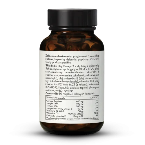 Omega 3 plus witamina D3 + K2+ E wegaskie