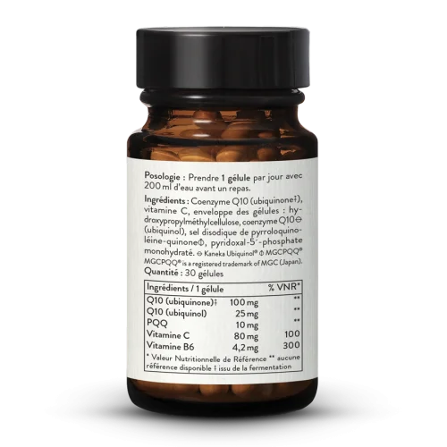 Complexe de PQQ & Q10 avec vitamines B6 (P5P) + C