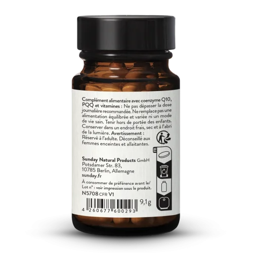 Complexe de PQQ & Q10 avec vitamines B6 (P5P) + C