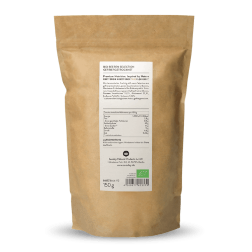 Bio Beerenmischung Gefriergetrocknet Erdbeere, Blaubeere, Himbeere & Sauerkirsche