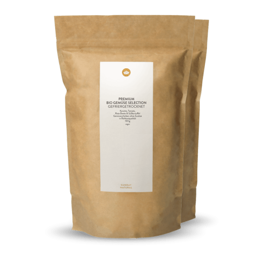 Mlange de lgumes bio lyophiliss : patate douce, carotte, tomate et betterave
