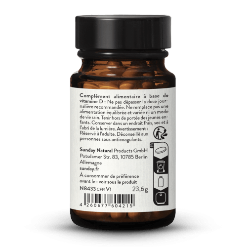 Vitamine D3 3 000 UI Dosage lev, Vegan