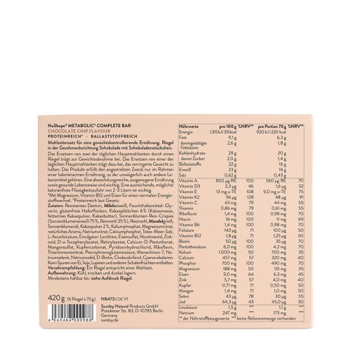 Metabolic Complete Bar: Chocolate Chip