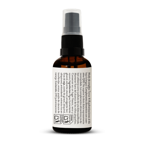 Complejo de coenzima Q10 en spray vegano