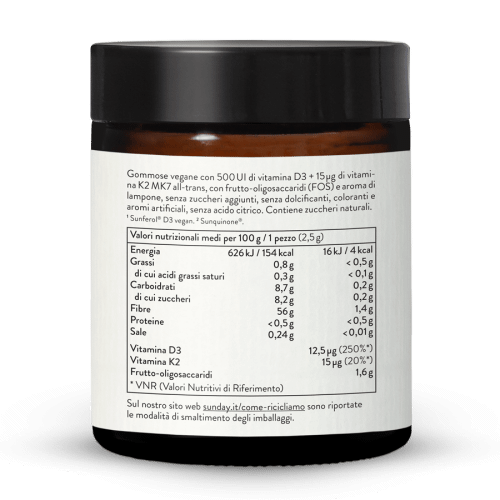 Vitamina D3 + K2 MK7 in gommose per bambini