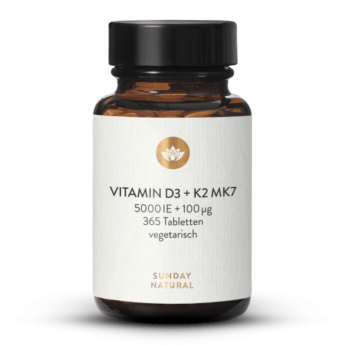 Vitamin D3 5.000IE +100µg K2 MK7 Hochdosiert