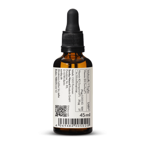 Vitamin D3 + K2 MK7 1.000IE + 20μg Tropfen, Vegan XL