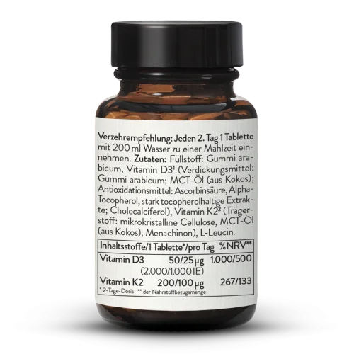 Vitamin D3 2.000IE +200g K2 MK7 Hochdosiert