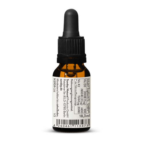 Vitamine D3 + K2 MK7 200 UI + 15 µg en gouttes, vegan