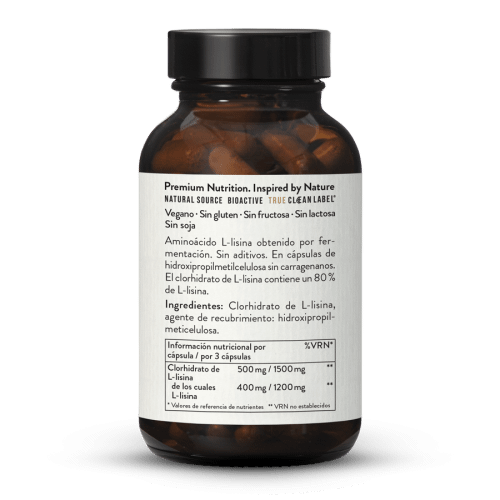 L-lisina 500en cpsulas, de fermentacin, vegana