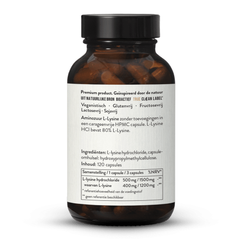 L-lysine 500 capsules uit fermentatie vegan