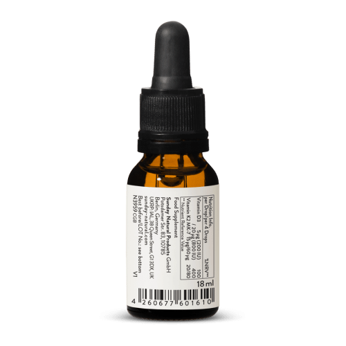 D3-Vitamin + K2 MK-7 200 IE + 15 g Droppar, Vegansk