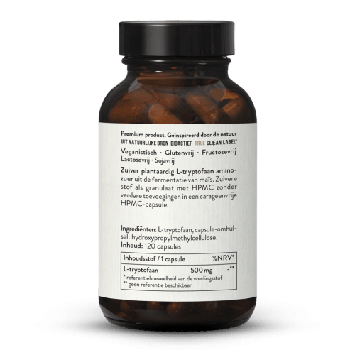 L-Tryptofaan 500 capsules uit fermentatie, vegan