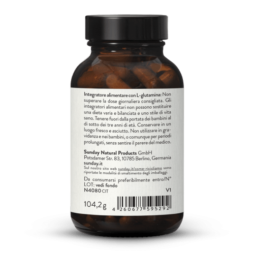 L-glutamina 750 in capsule da fermentazione, vegana