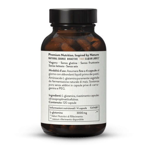 L-glutamina 750 in capsule da fermentazione, vegana