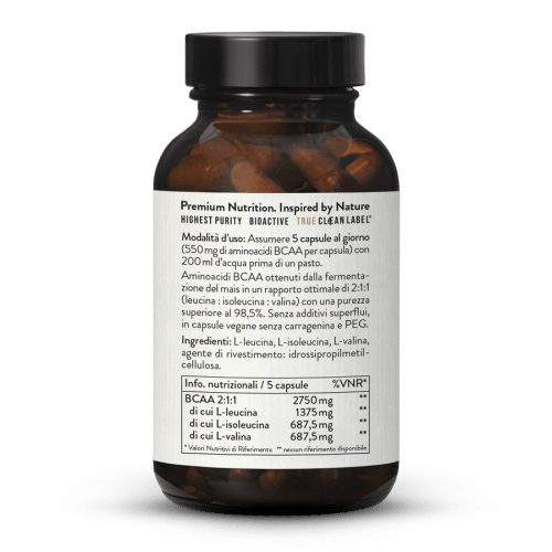 BCAA 2:1:1 in capsule da fermentazione, vegani
